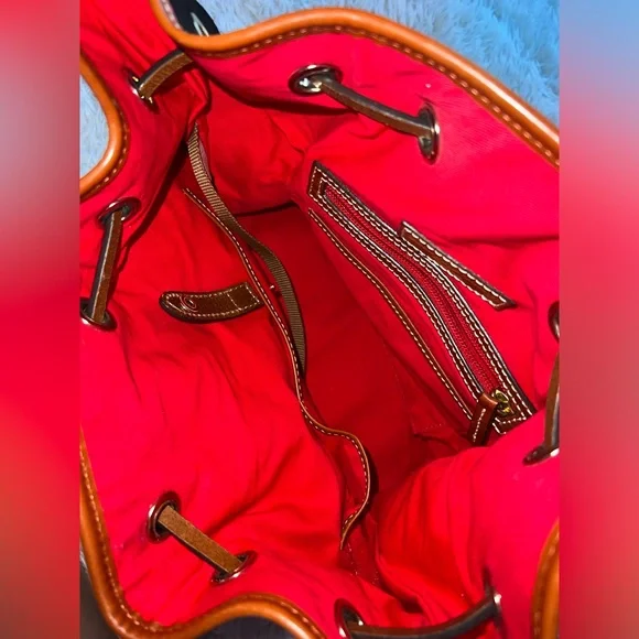 Dooney & Bourke Black and Brown Suede Bucket Bag - Picture 6 of 6